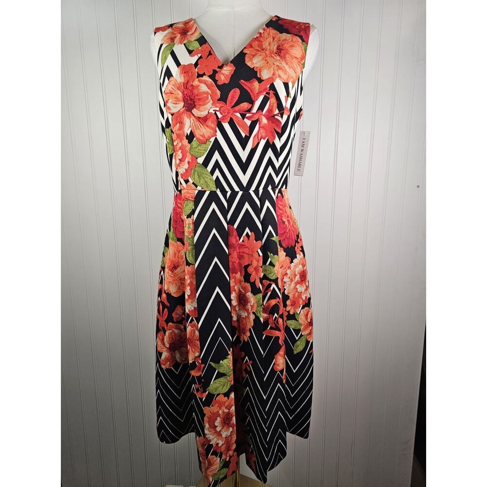 Shelby‎ & Palmer Floral Fit And Flare Dress Women's 10 NWT Sleeveless Stretch